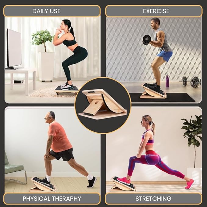 2-in-1 Fitness Slant Board for Calf Stretching Adjustable Incline Board for Mobility, Rehab, Yoga, Pilates, Planter Fasciitis Calf Stretcher Balance Board for Feet Heel Ankle – Portable