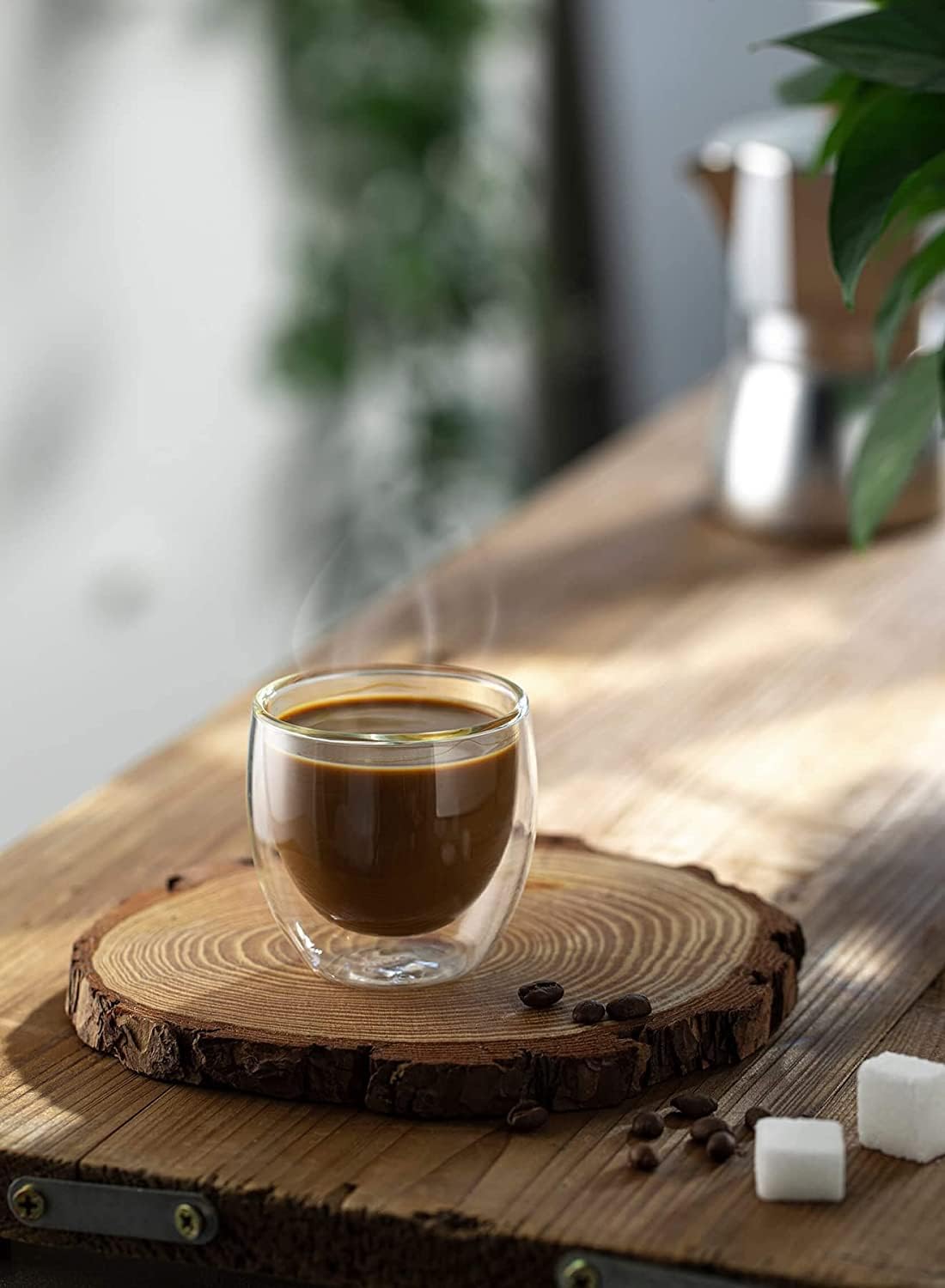 Octavius Double Wall Glass Cup Set | Perfect for Hot & Cold Beverage Lovers | (Set of 2) 8 Ounces Glass Clear Coffee Cups | Cups For Tea, Cappuccino, Latte, Hot Beverages Cup