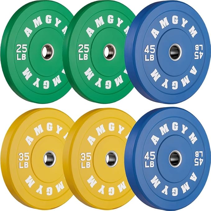 2 Inch Bumper Plates,10-500lbs,Barbell Rubber Olympic Weight Plates Set for Home Gym, Strength Training & Weight Lifting, Multiple Options Colors