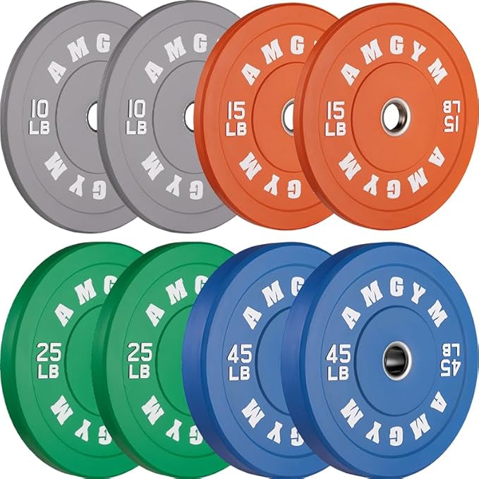 2 Inch Bumper Plates,10-500lbs,Barbell Rubber Olympic Weight Plates Set for Home Gym, Strength Training & Weight Lifting, Multiple Options Colors