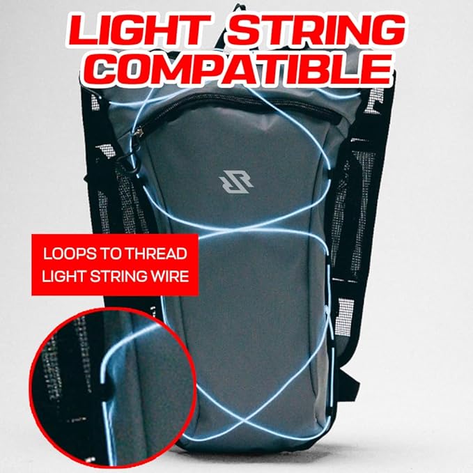 RAVERUNNER® Rave Hydropack - 2L Water Backpack for Raves, Festivals, Hiking, Running - Festival Hydration Pack for Hydration Backpack Rave