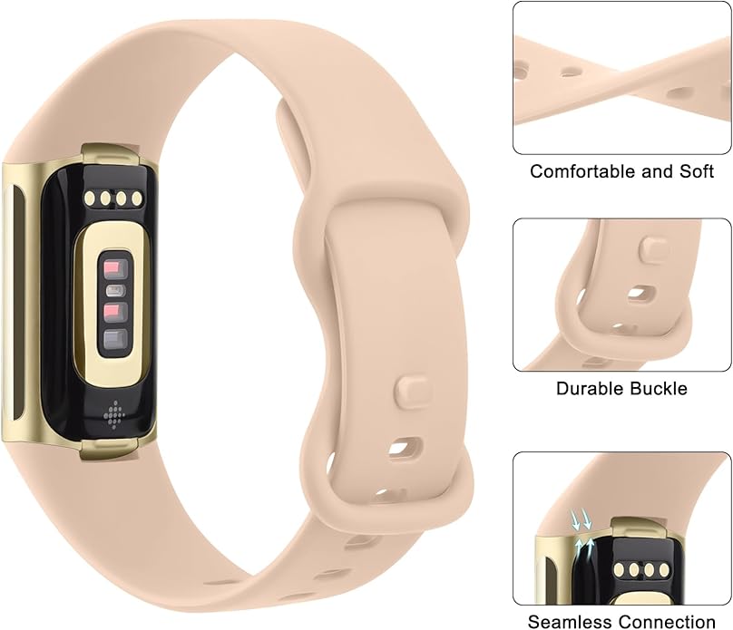 2 Pack Bands Compatible with Fitbit Charge 6 / Fitbit Charge 5 Bands for Women Men, Waterproof Classic Soft Sports Replacement Wristbands