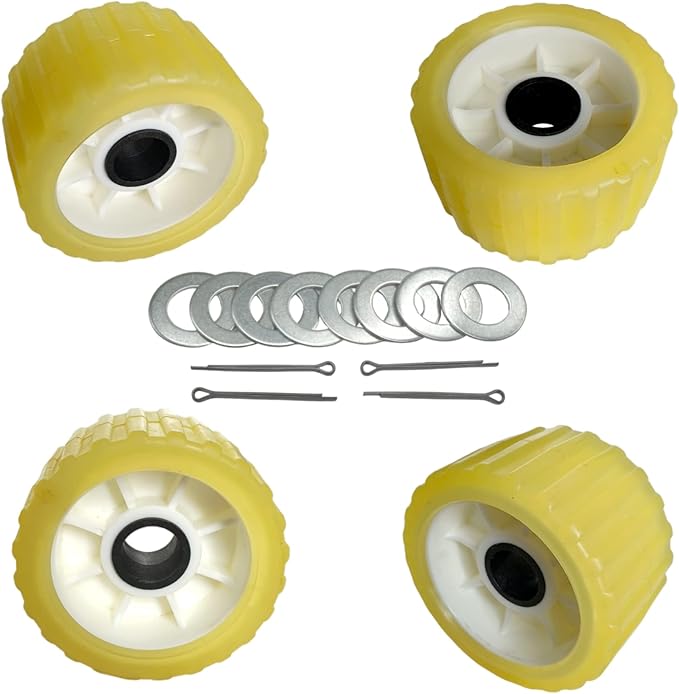 3" Width x 5" OD Boat Trailer Poly Ribbed Wobble Rollers Mounting Hole Diameter 1-1/8 inch