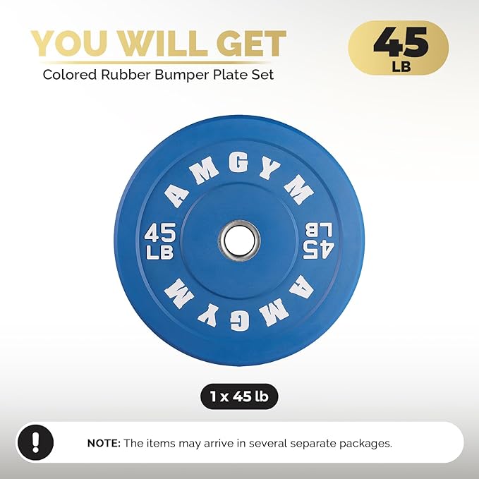 2 Inch Bumper Plates,10-500lbs,Barbell Rubber Olympic Weight Plates Set for Home Gym, Strength Training & Weight Lifting, Multiple Options Colors