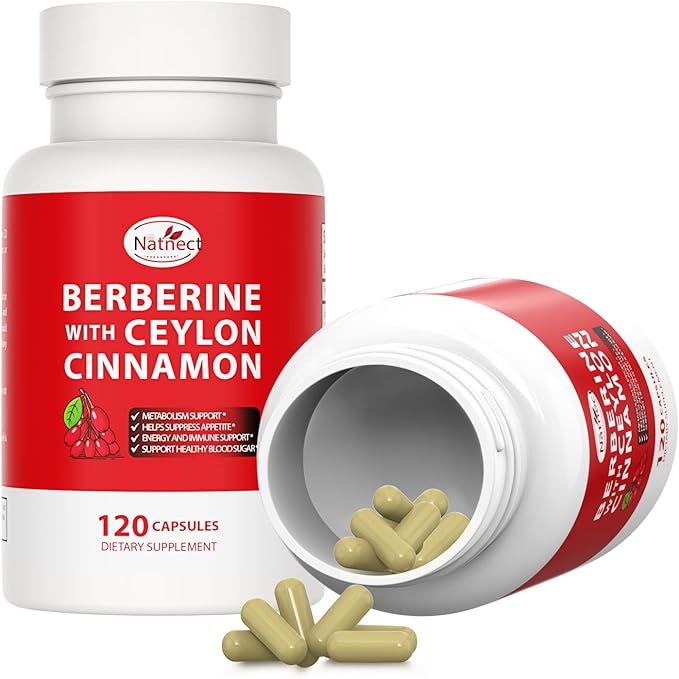Berberine Supplement with Ceylon Cinnamon, Licorice Extract, Berberine 6X for Healthy Weight Management, Metabolism and Immune Support (120 Capsules)