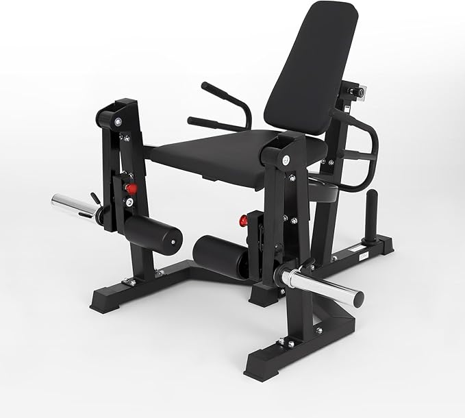 3 in 1 Leg Extension & Curl Machine, Separation Single Leg Extension, Stand Leg Curl, Leg Workout, Adjustable Bench, Plate Storage Rod, Compatible with 1'' & 2'' Weight Plates
