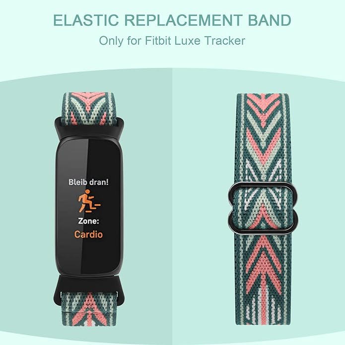 2 Pack Adjustable Elastic Bands for Fitbit Luxe Bands, Soft Stretchy Nylon Loop Strap Replacement Wristband for Fitbit Luxe/Luxe Special Edition Fitness Tracker Women Men