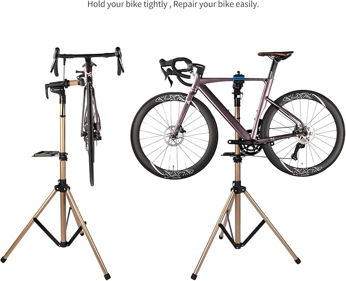 Bike Repair Stand -Shop Home Bicycle Mechanic Maintenance Rack,bike rack (golden(two legs))