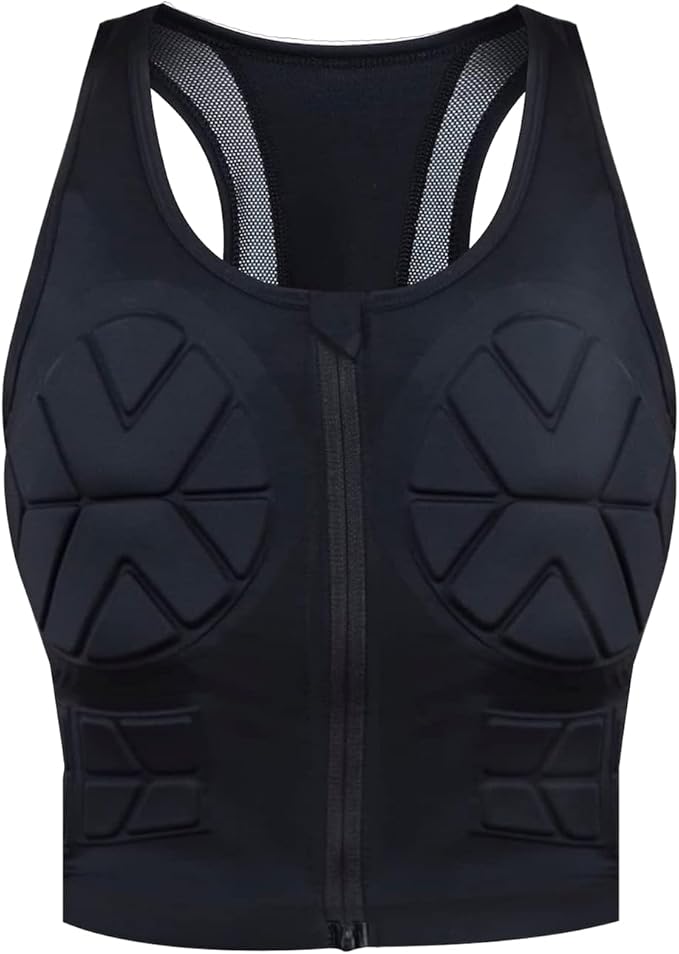Z1 Impact Vest for Women, Front Zip Padded Compression Vest for Sports, Karate, Football, Breast and Rib Protection