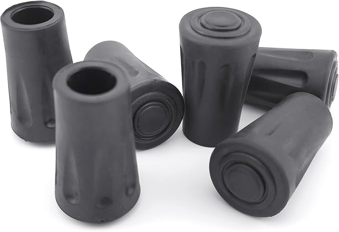 BlingKingdom 6 PCS Walking Stick Caps Trekking Pole Tips Rubber Hiking Walking Stick Tips for Hiking Sticks, Trekking Poles, Walkers