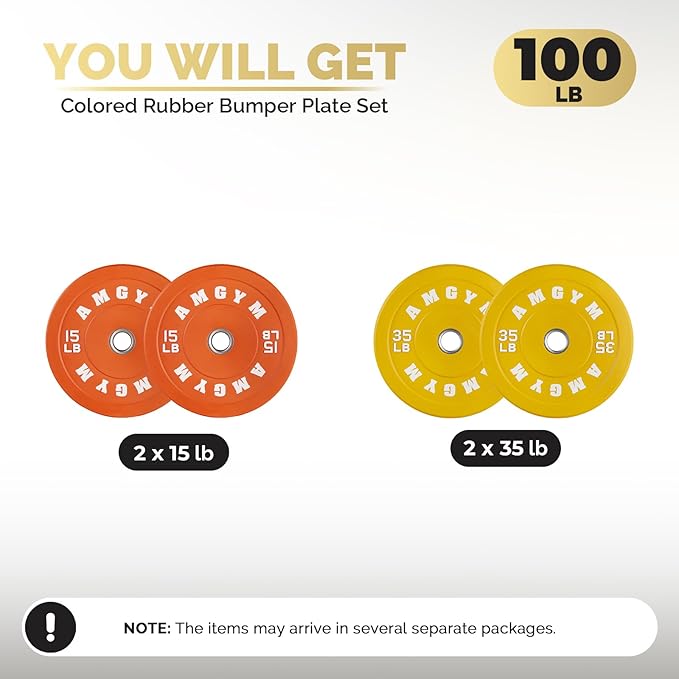 2 Inch Bumper Plates,10-500lbs,Barbell Rubber Olympic Weight Plates Set for Home Gym, Strength Training & Weight Lifting, Multiple Options Colors