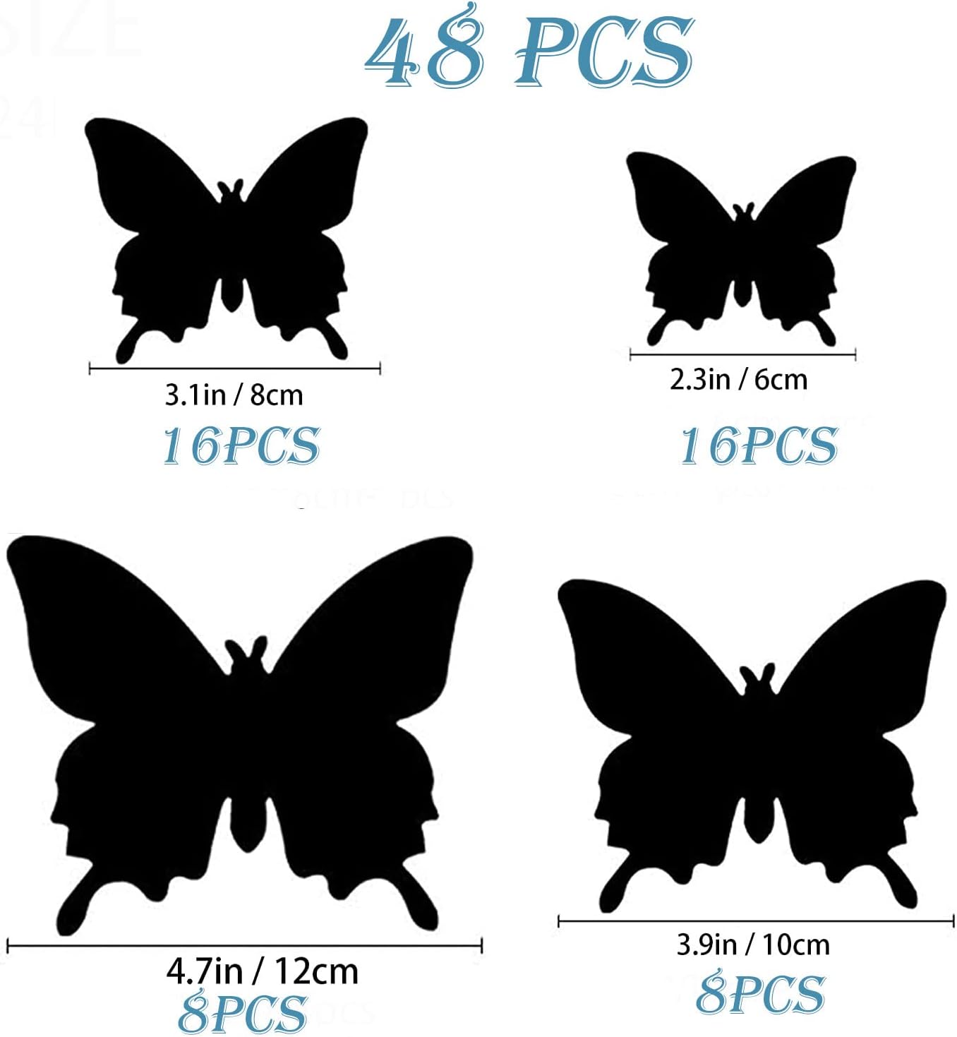 Butterfly Wall Decor 24/48 PCS, 3D Butterflies Stickers for Party Decorations with Magnets(Blue, 48)