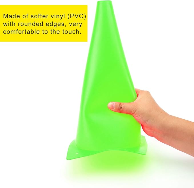 12 Inch Traffic Training Cones, Plastic Safety Parking Cones, Agility Field Marker Cones for Soccer Basketball Football Drills Training, Outdoor Sport Activity & Festive Events - 6 Colors