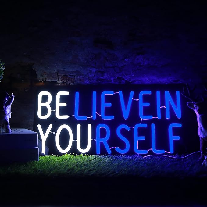 Believe in Yourself Neon Sign USB Powered for Room Decor, LED Neon Light Sign Dimmable for Kids Bedroom Office Bar classroom Wall Art Birthday Gift 16 * 7.5 Inches Blue