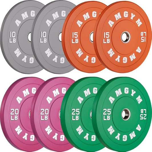 2 Inch Bumper Plates,10-500lbs,Barbell Rubber Olympic Weight Plates Set for Home Gym, Strength Training & Weight Lifting, Multiple Options Colors