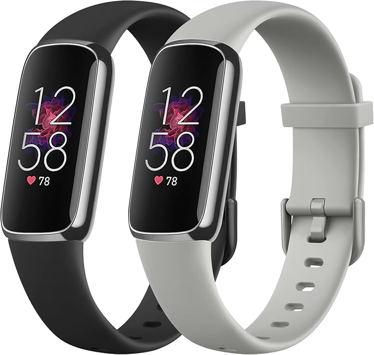 2-Pack Bands for Fitbit Luxe Bands for Women Men, Soft Silicone Wristband Replacement Strap for Fitbit Luxe Special Edition Fitness Tracker