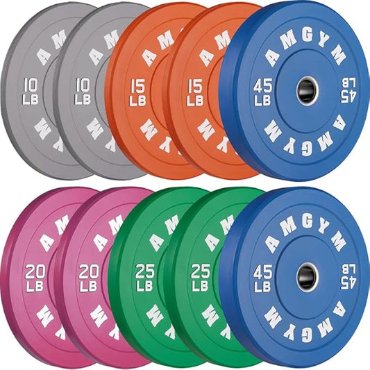 2 Inch Bumper Plates,10-500lbs,Barbell Rubber Olympic Weight Plates Set for Home Gym, Strength Training & Weight Lifting, Multiple Options Colors
