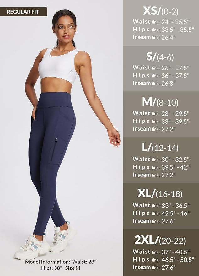 baleaf Women's Fleece Lined Leggings Waterproof Winter Hiking Pants Thermal Running Tights Zipper Pockets High Waisted