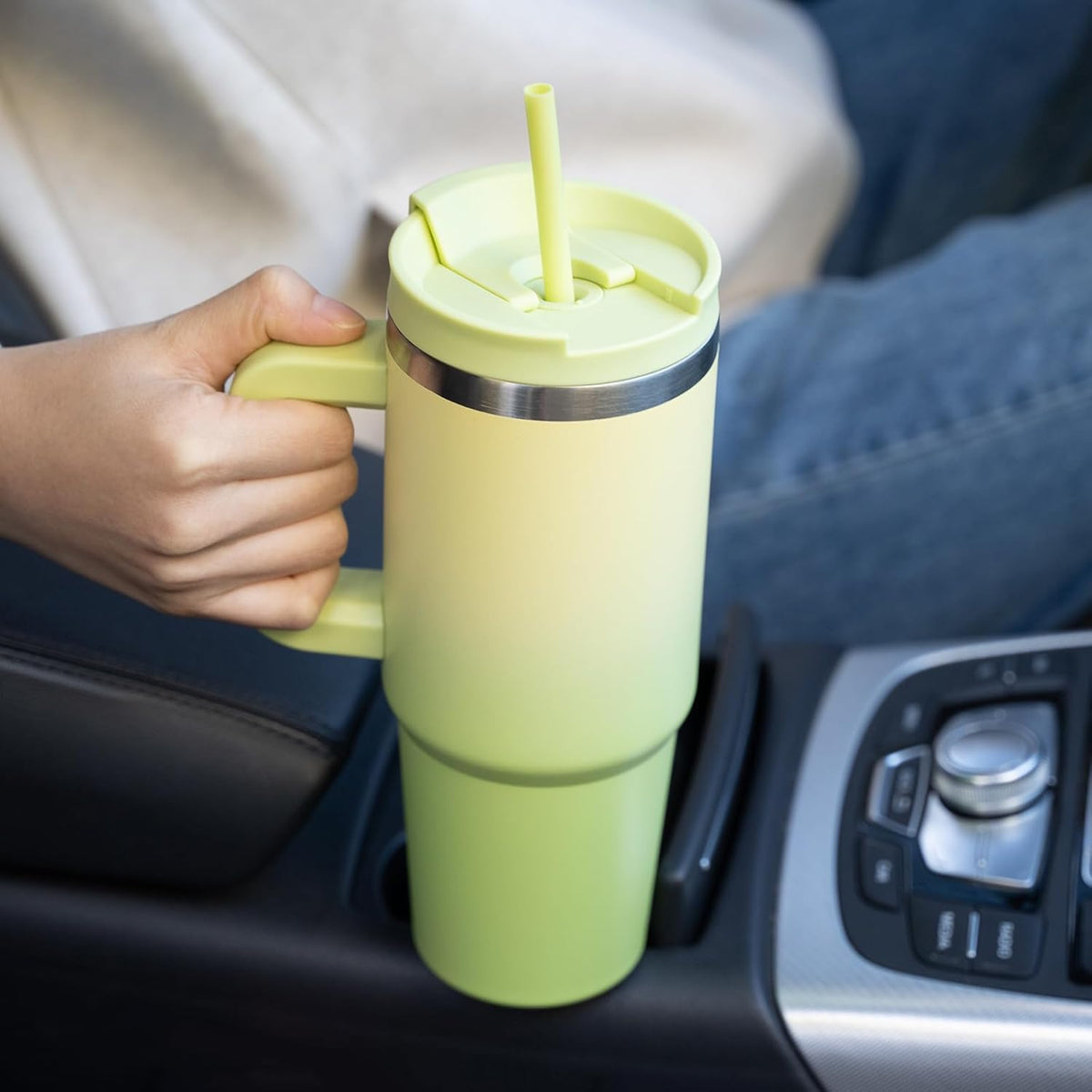 BJPKPK 30 oz Tumbler With Handle Insulated Tumblers With Lid And Straw Stainless Steel Thermal Cup,Navy Blue