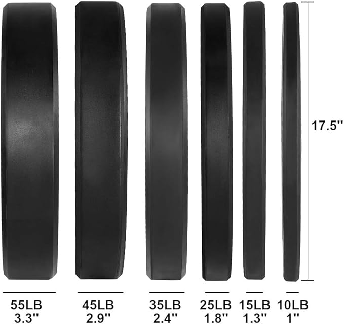 2 Inch Bumper Plates,10-500lbs,Barbell Rubber Olympic Weight Plates Set for Home Gym, Strength Training & Weight Lifting, Multiple Options Colors