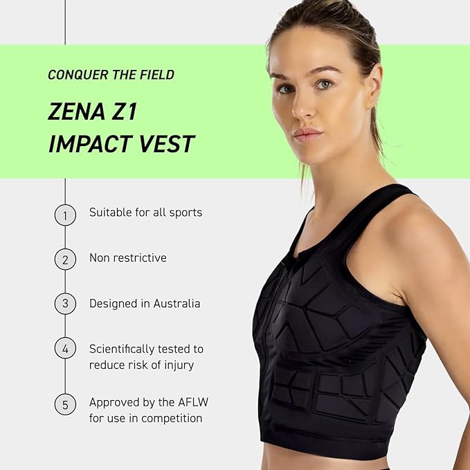 Z1 Impact Vest for Women, Front Zip Padded Compression Vest for Sports, Karate, Football, Breast and Rib Protection