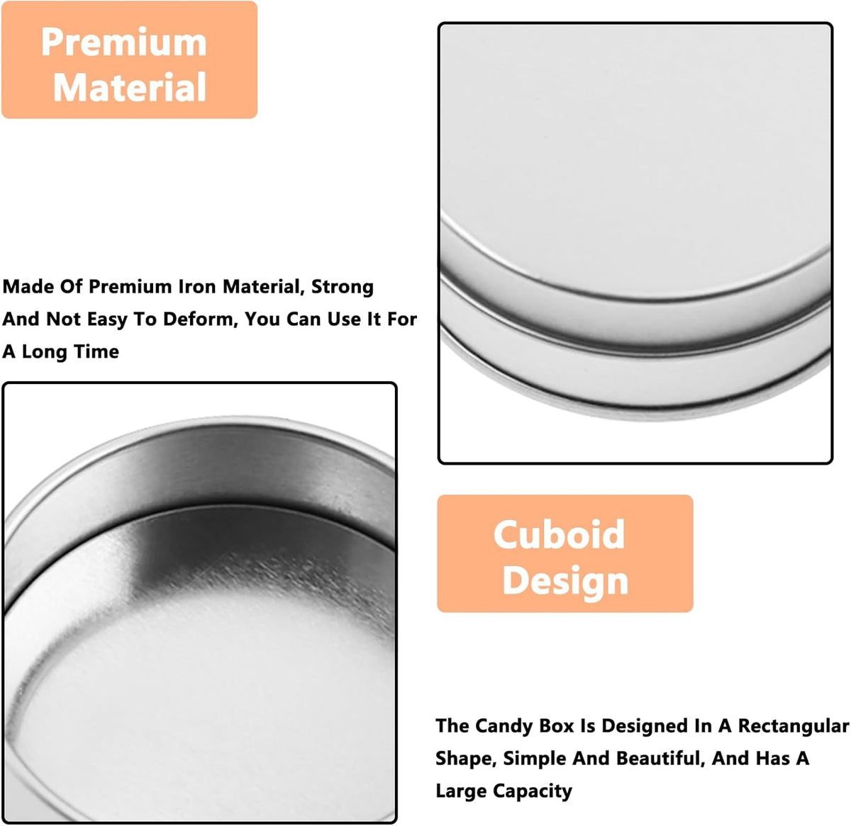 Metal Empty Boxes, Tin Boxes with Lid,Small Silver Tin Boxes,Stackable Organizer Containers,8PCS Storage Tin for Home Outdoor Active Storage Containers