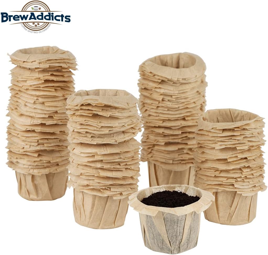 600 Paper Coffee Single-Use Filters, Brown, All-Natural & Unbleached for Keurig Brewers and Compatible with K-Cup Pods 1.0 & 2.0 Models, Disposable filters