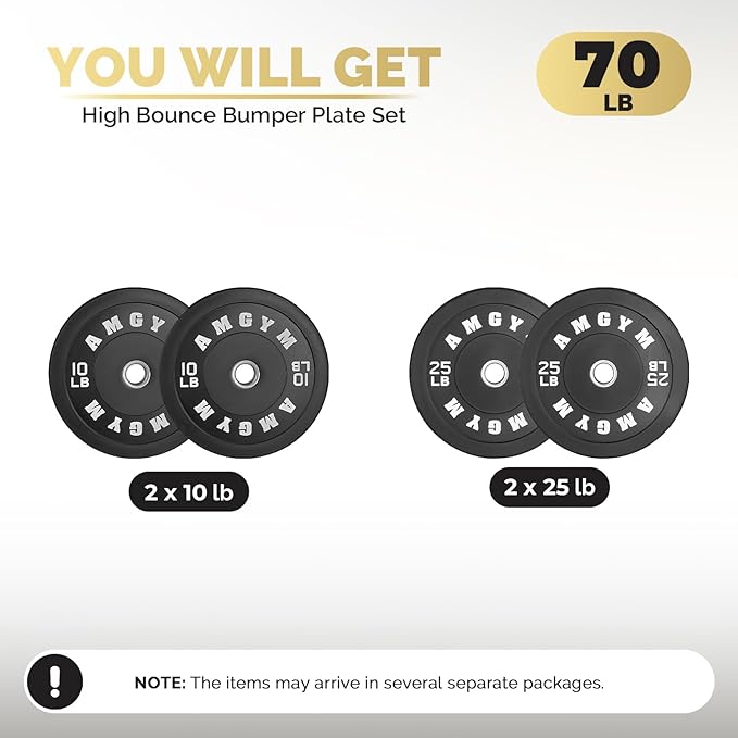 2 Inch Bumper Plates,10-500lbs,Barbell Rubber Olympic Weight Plates Set for Home Gym, Strength Training & Weight Lifting, Multiple Options Colors