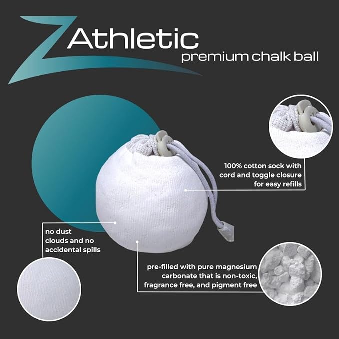Z Athletic Gym Chalk Ball for Rock Climbing, Gymnastics, and Weightlifting
