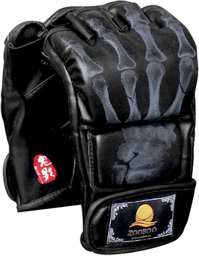 ZooBoo MMA Gloves, Half-Finger Boxing Fight Gloves MMA Mitts with Adjustable Wrist Band for Sanda Sparring Punching Bag Training