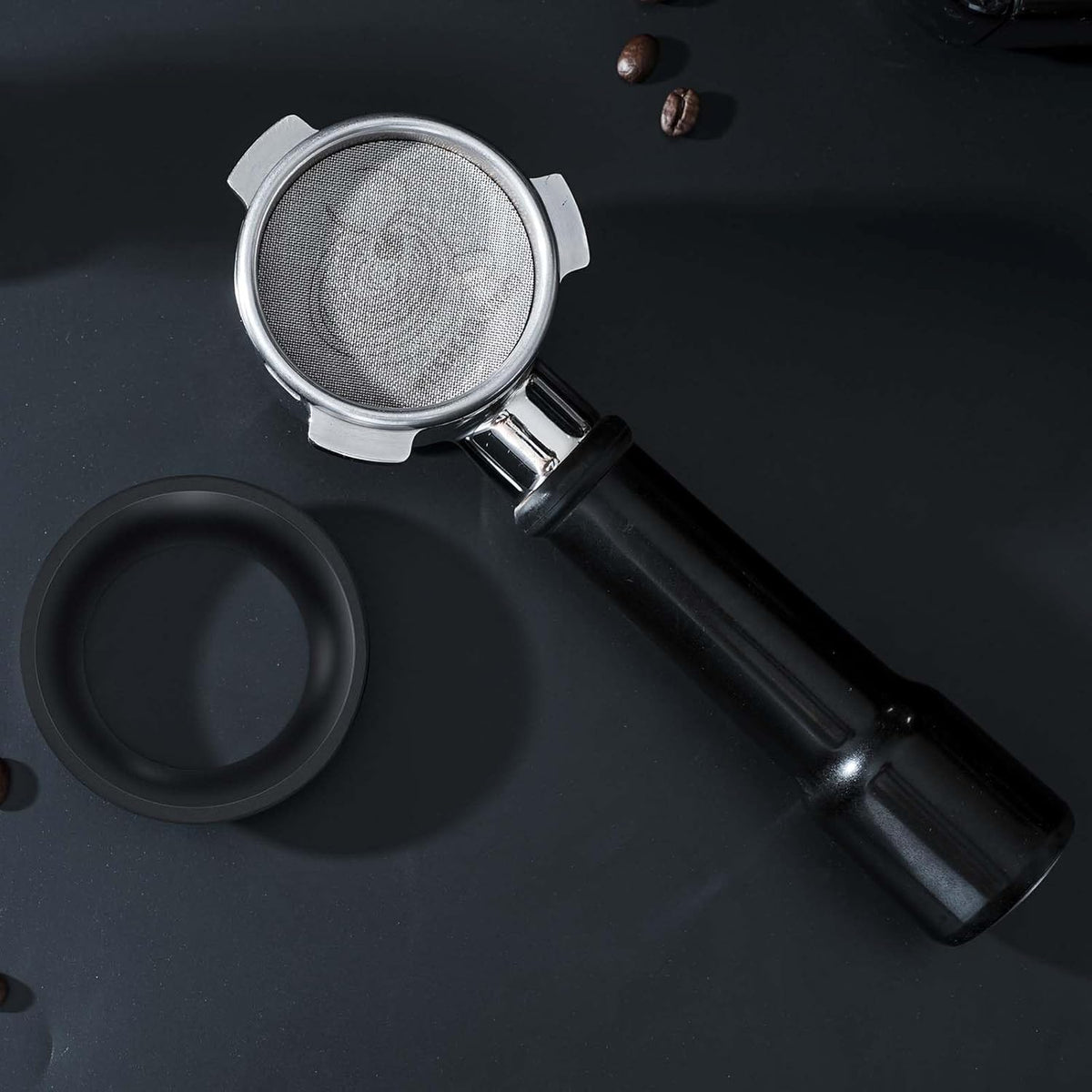58mm Espresso Dosing Funnel & 58.5mm Puck Screen,PUSEE Coffee Dosing Ring Aluminum Metal,Reusable 1.7mm Thickness 150μm Espresso Puck Screen 316 Stainless Steel Fits 58mm Portafilter