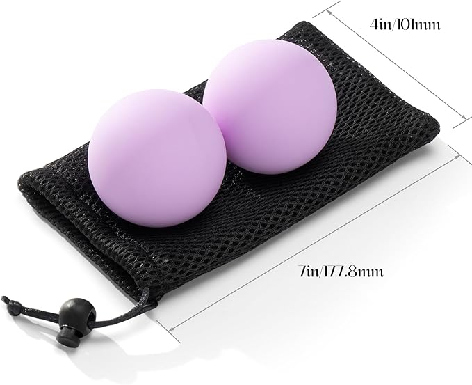 Massage Lacrosse Balls for Myofascial Release,Yoga Deep Tissue Massage,Trigger Point Therapy and Foot Plantar Fasciitis,Muscle Soreness Massager Ball (2 Packs) (Grey)