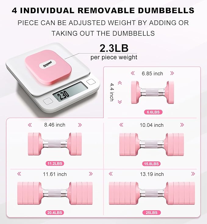 15LB 20LB 50LB Adjustable Dumbbell Set Free Weights Dumbbells Set for Women Men Hand Weights Sets Adjust Dumbbell Weight Sets for Home Gym Exercise Workout Strength Training Equipments