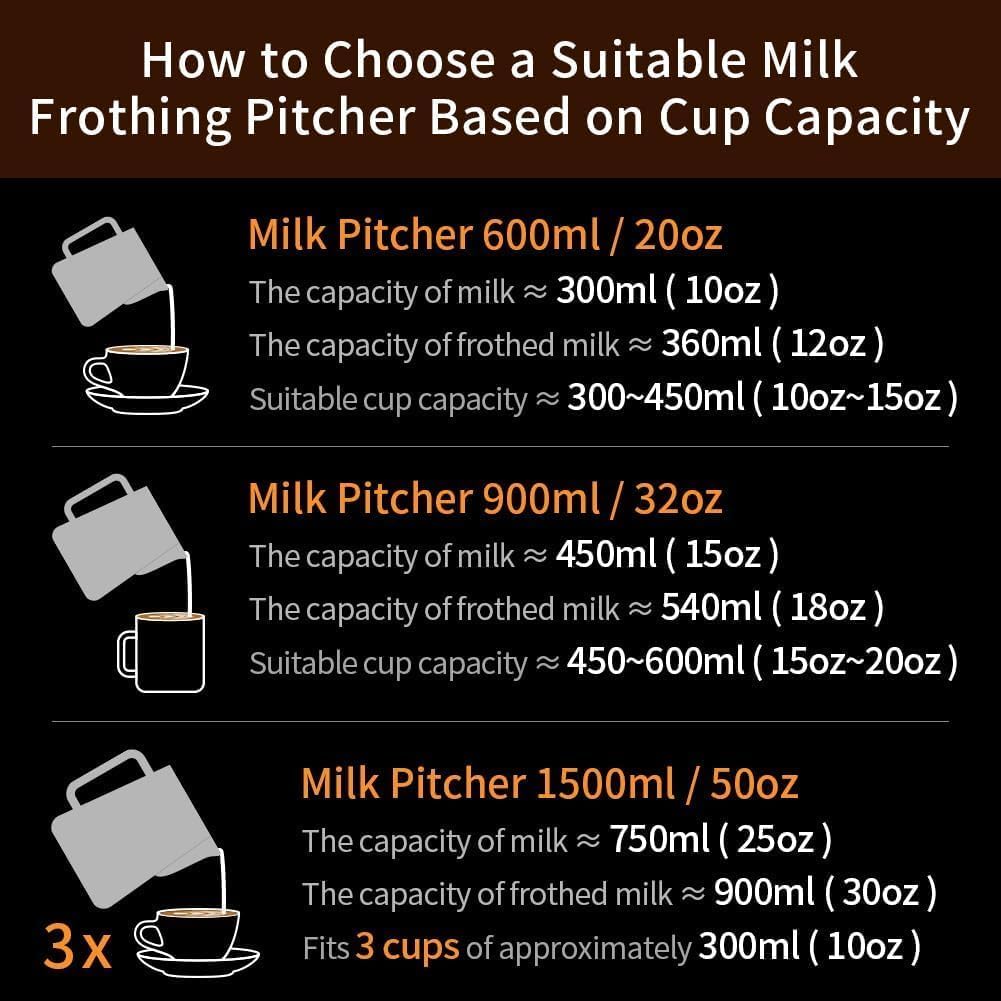 watchget Stainless Steel Milk Frothing Pitcher 12oz/350ml - Espresso Steaming Pitcher for Cappuccino, Latte Art, Coffee Machine Accessories Milk Jug Milk Frother Cup, Matt Silver