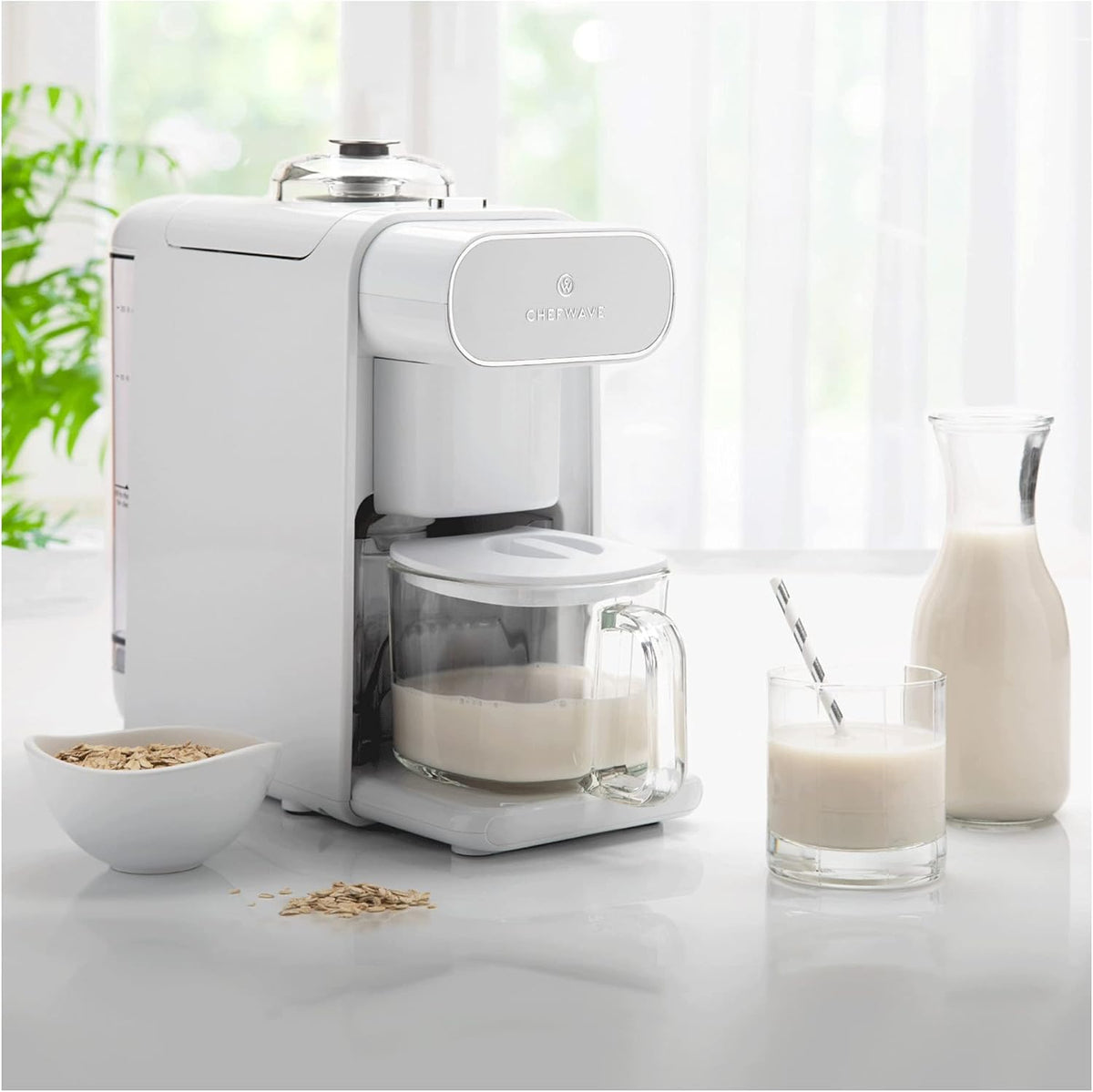 ChefWave Milkmade Dairy Alternative Vegan Nut Milk Maker Machine Almond Milk Soy Milk Oat Milk Cashew Milk Coconut Milk Macadamia Milk, No Soaking, Auto-Clean, Delay Start, Recipe Book - White