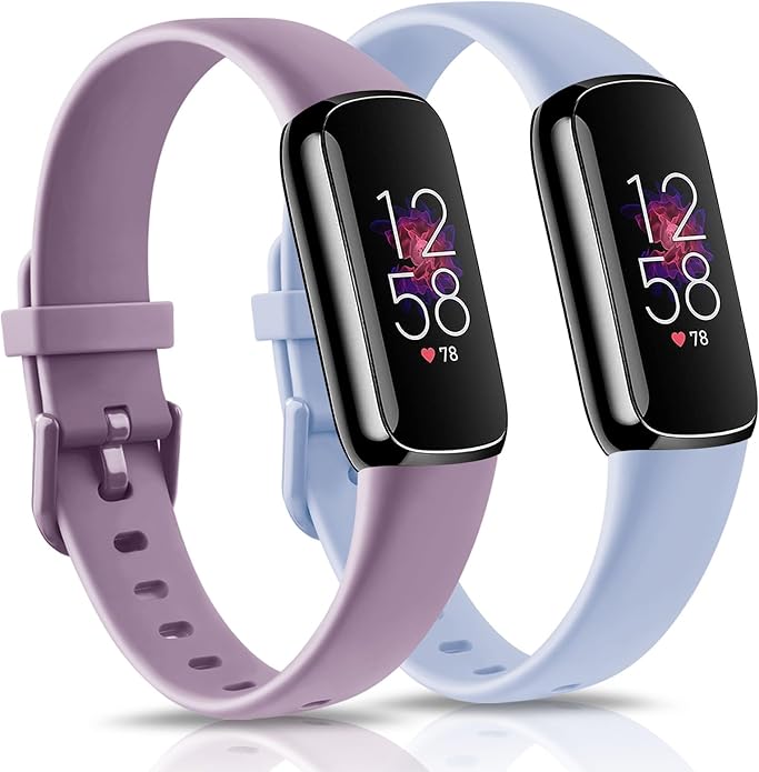 2 Pack Bands for Fitbit Luxe Bands Women Men, Soft Silicone Wristband Replacement Strap for Fitbit Luxe/Luxe Special Edition Fitness Tracker