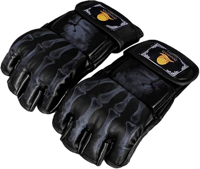 ZooBoo MMA Gloves, Half-Finger Boxing Fight Gloves MMA Mitts with Adjustable Wrist Band for Sanda Sparring Punching Bag Training