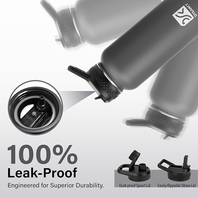 Insulated Water Bottle | Thickened Stainless Steel Vacuum Metal | Portable Sports Water Jug for Gym and Hiking with Straw, Carrier Bag, Handle Strap | BPA-Free 32 oz