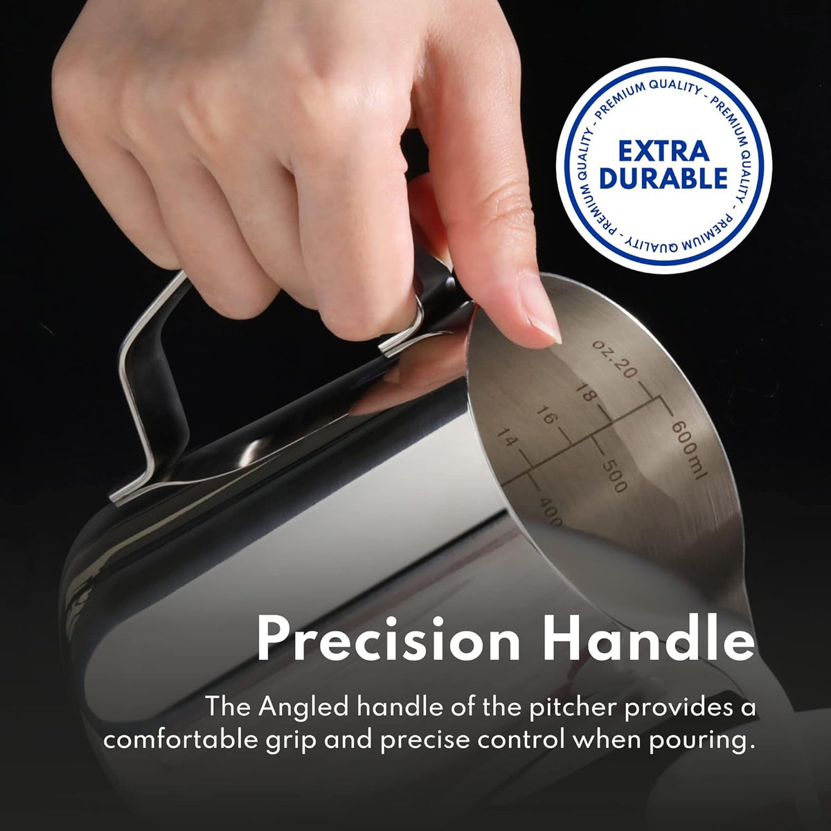 New Star Foodservice Commercial Grade Stainless Steel 18/8 Frothing Pitcher (20-Ounce (Frothing Pitchers))