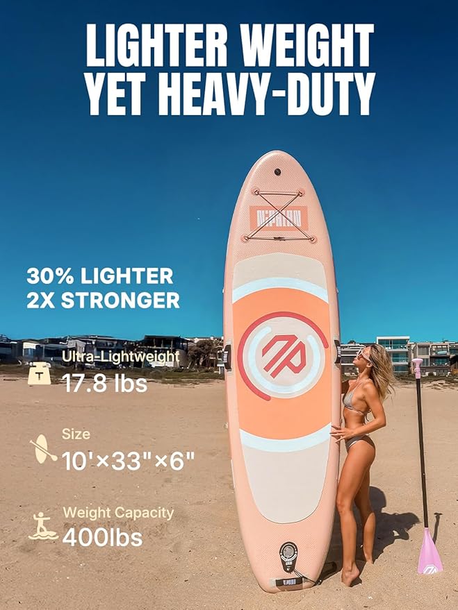 Niphean(Ultra-Light)Inflatable Paddle Board with (Beginner Friendly) StabilTrac Fin and Durable SUP Accessories, 10' Stand Up Paddle Boards for Adults & Youth, Versatile Yoga Paddle Board, Gift Ideas