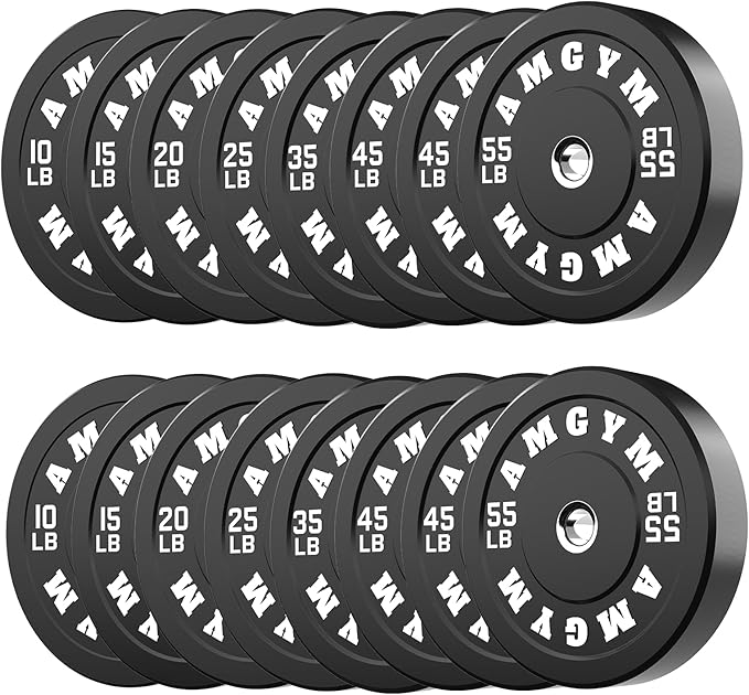 2 Inch Bumper Plates,10-500lbs,Barbell Rubber Olympic Weight Plates Set for Home Gym, Strength Training & Weight Lifting, Multiple Options Colors