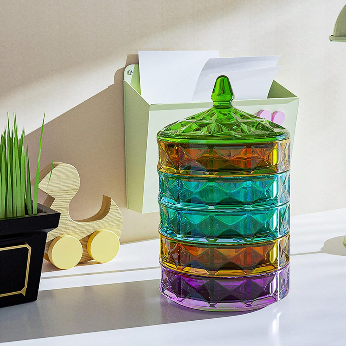 Multi-Layer Box Resin Mold with Lid, Silicone Storage Box Mould for Epoxy Casting, Stackable Organizer Decor Container for Storage Jewelry Trinket Candy DIY Crafts