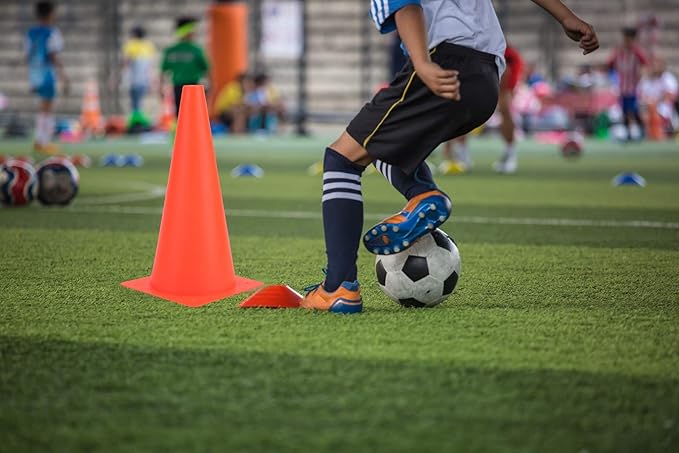 12 Inch Traffic Training Cones, Plastic Safety Parking Cones, Agility Field Marker Cones for Soccer Basketball Football Drills Training, Outdoor Sport Activity & Festive Events - 6 Colors