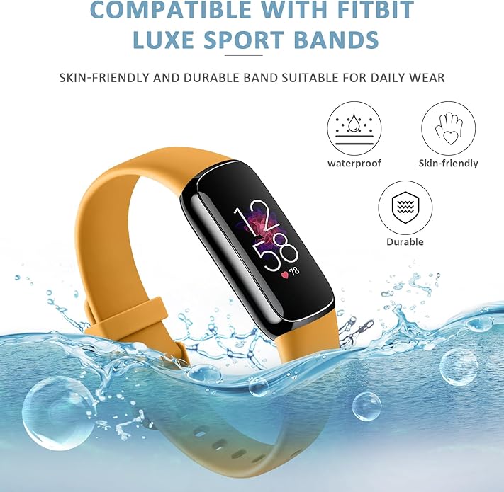 2 Pack Bands for Fitbit Luxe Bands Women Men, Soft Silicone Wristband Replacement Strap for Fitbit Luxe/Luxe Special Edition Fitness Tracker