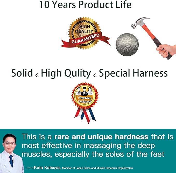 Plantar Fasciitis Relief Massage Ball – Lacrosse Ball, Foot Massage Roller & Myofascial Release Ball for Foot Pain, Trigger Point Therapy, Hard Ball for Deep Tissue & Fascia Massage