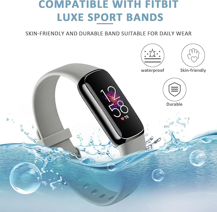 2-Pack Bands for Fitbit Luxe Bands for Women Men, Soft Silicone Wristband Replacement Strap for Fitbit Luxe Special Edition Fitness Tracker