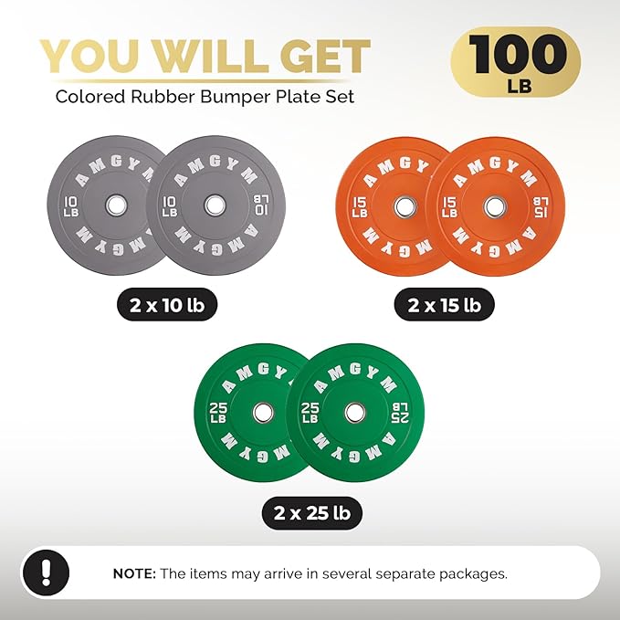 2 Inch Bumper Plates,10-500lbs,Barbell Rubber Olympic Weight Plates Set for Home Gym, Strength Training & Weight Lifting, Multiple Options Colors