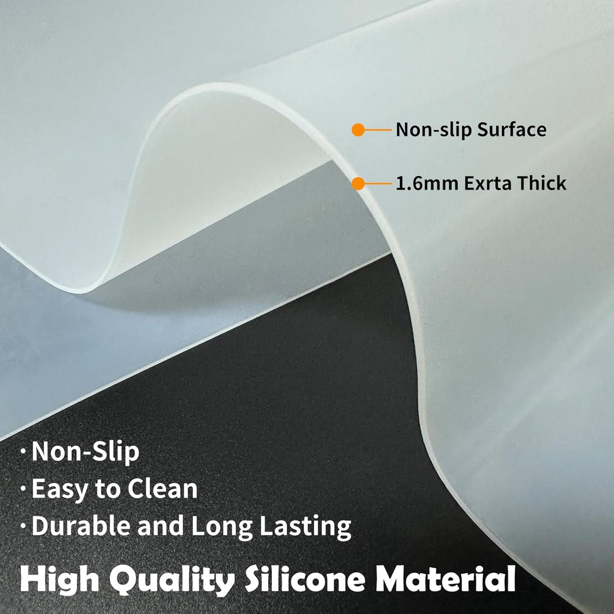 Large Silicone Mats, 78.7”x15.7”(200cmx40cm) Extra Large Silicone Heat Resistant Mat, Countertop Protector, Nonstick Waterproof Mats for Kitchen Counter, Shipped Rolled Up Kitchen Counter Mat, Black