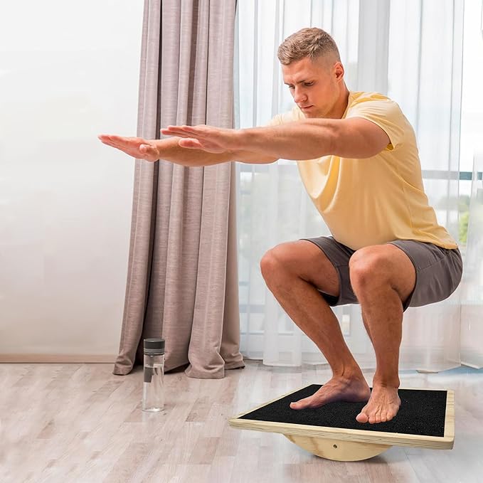 Balance Board Professional Wobble Board for Adults Anti-Slip for Physical Therapy Standing Desk Core Strength Wooden Rocker Board(350LBS)