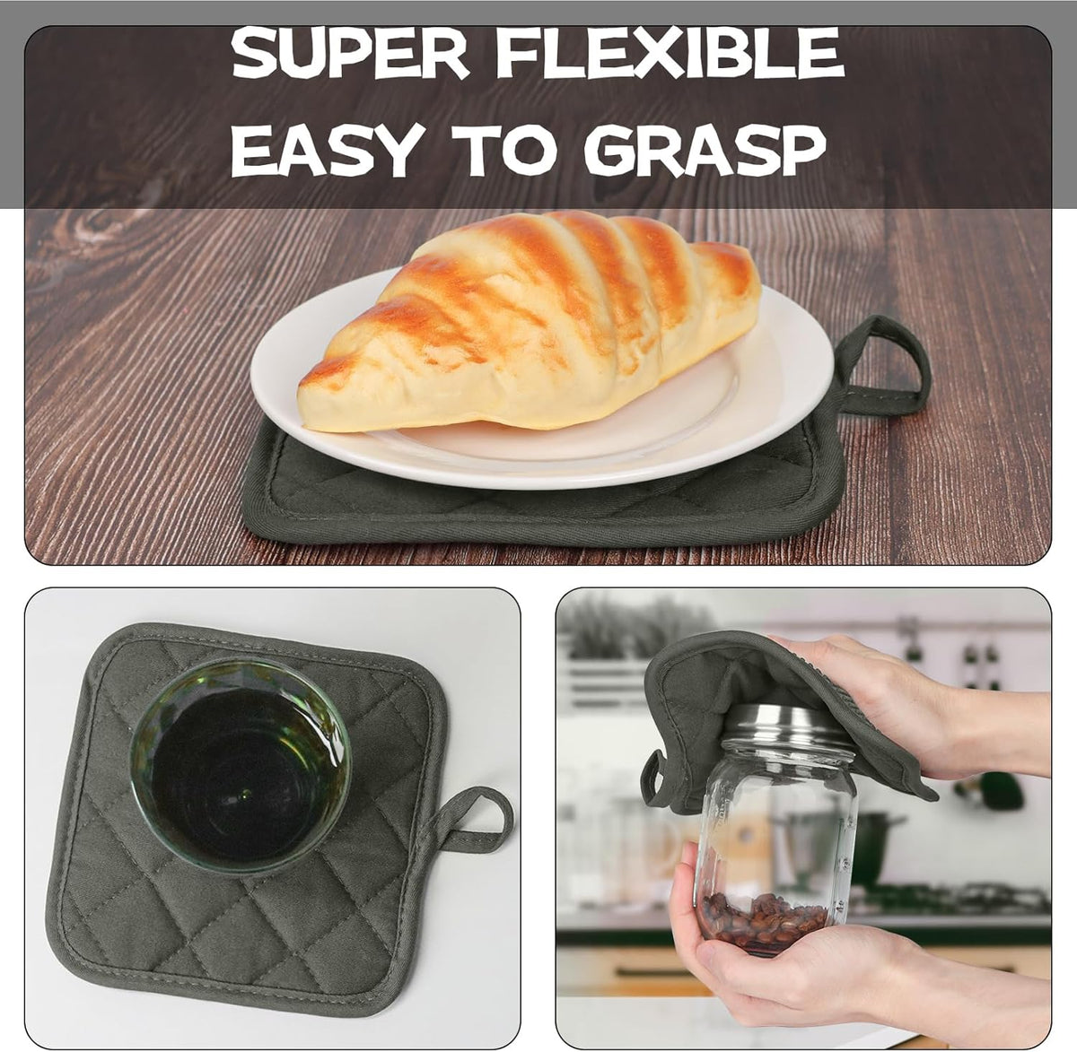 Kitchen Set Pack Of 5, Oven Mitts Pot Holders Pad And Towel Set, Heat Resistant Silicone Kitchen Mini Oven Mittens for 500 Degrees, Mini Oven Gloves and Hot Pads for Baking Grilling Barbecue Microwave